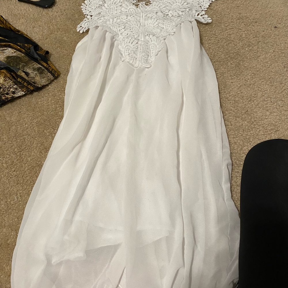 White chiffon dress with paisley lace